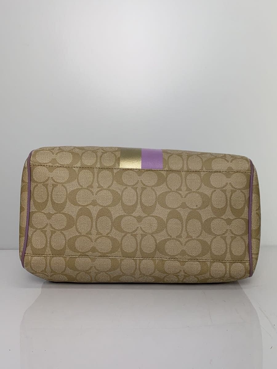 COACH Handbag_Heritage Stripe_Zip Satchel_Beige x Purple Stripe BE 4