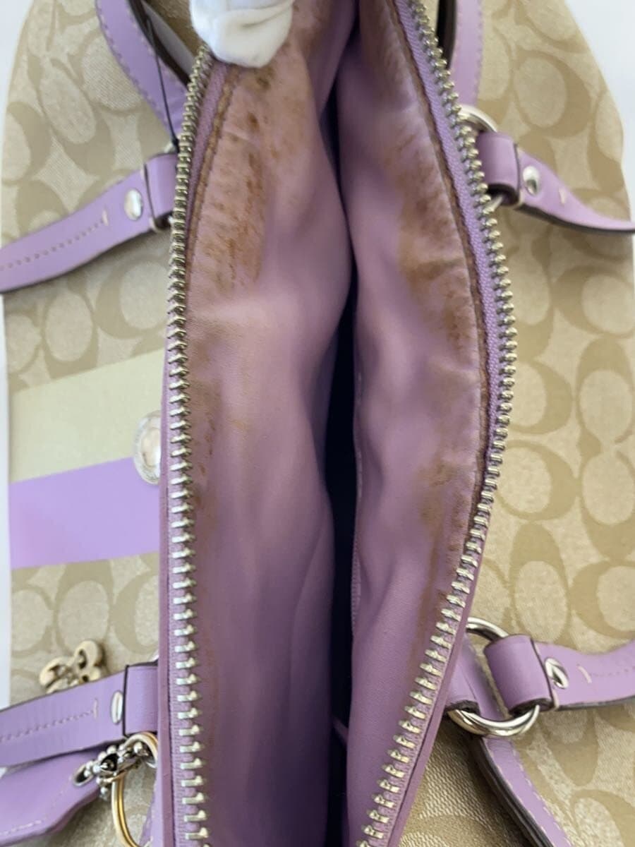 COACH Handbag_Heritage Stripe_Zip Satchel_Beige x Purple Stripe BE 7