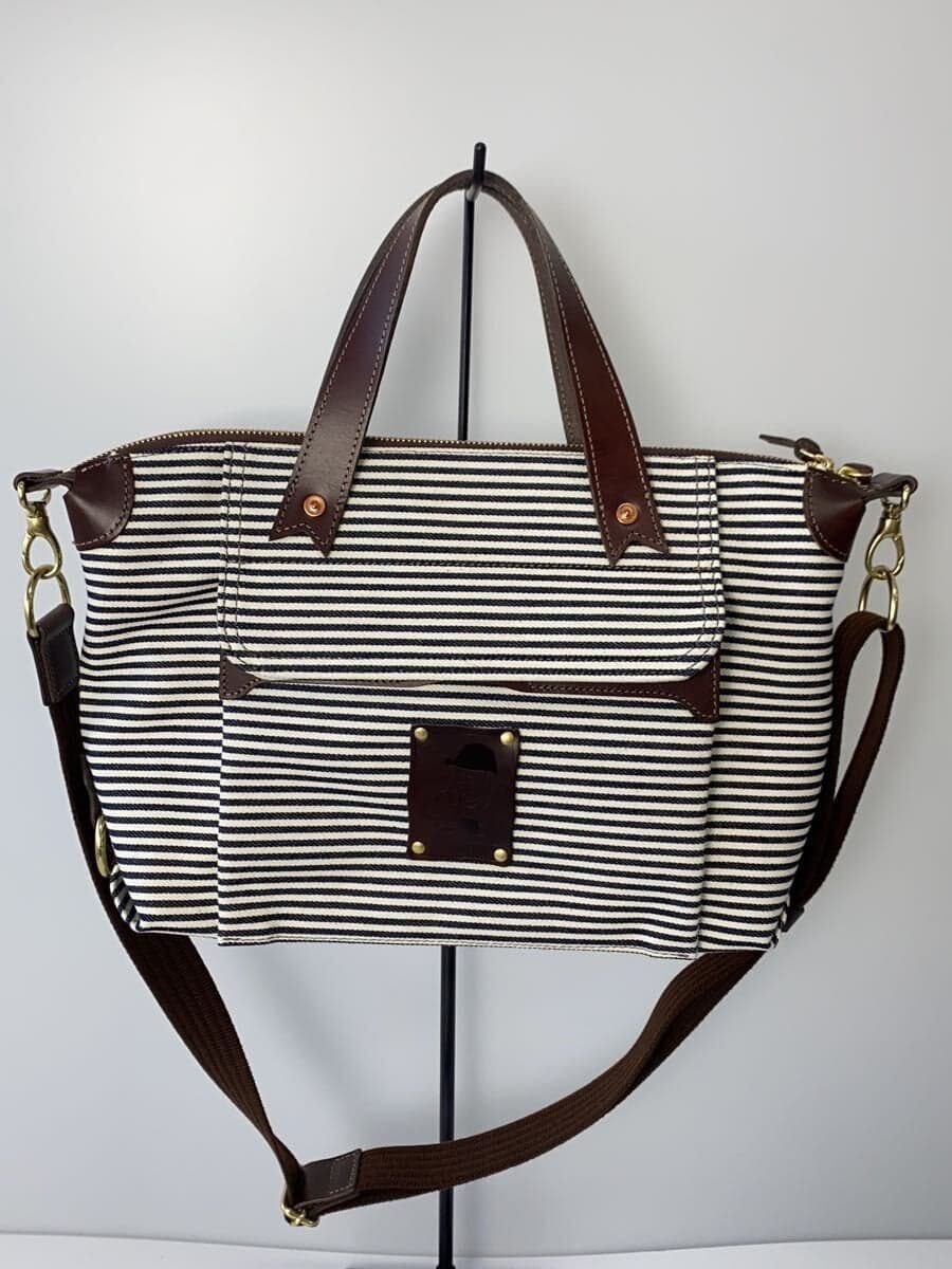 BEER BELLY Shoulder Bag Canvas BLK Border Stripe