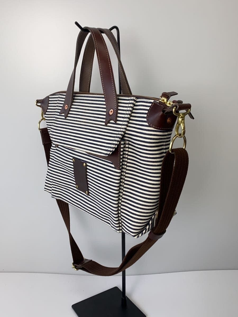 BEER BELLY Shoulder Bag Canvas BLK Border Stripe 2