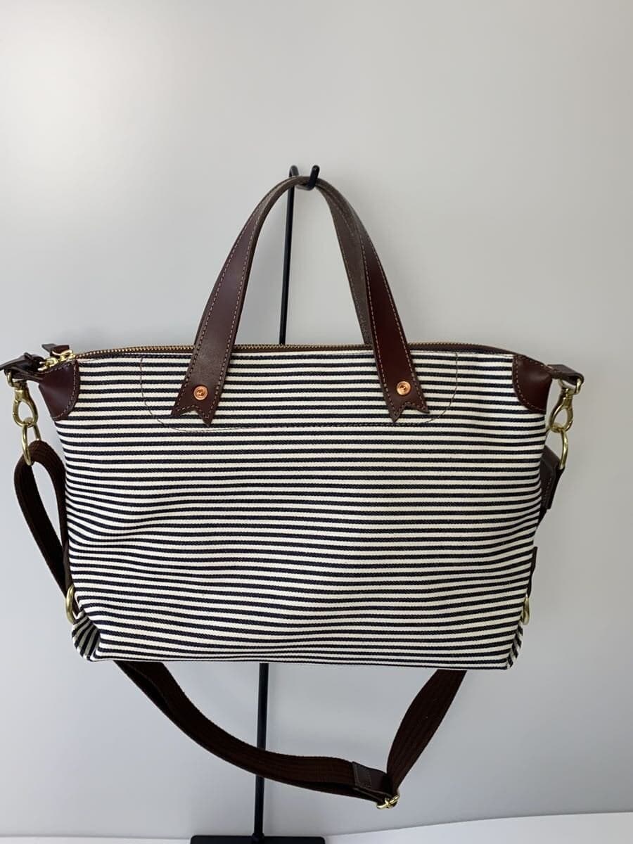 BEER BELLY Shoulder Bag Canvas BLK Border Stripe 3