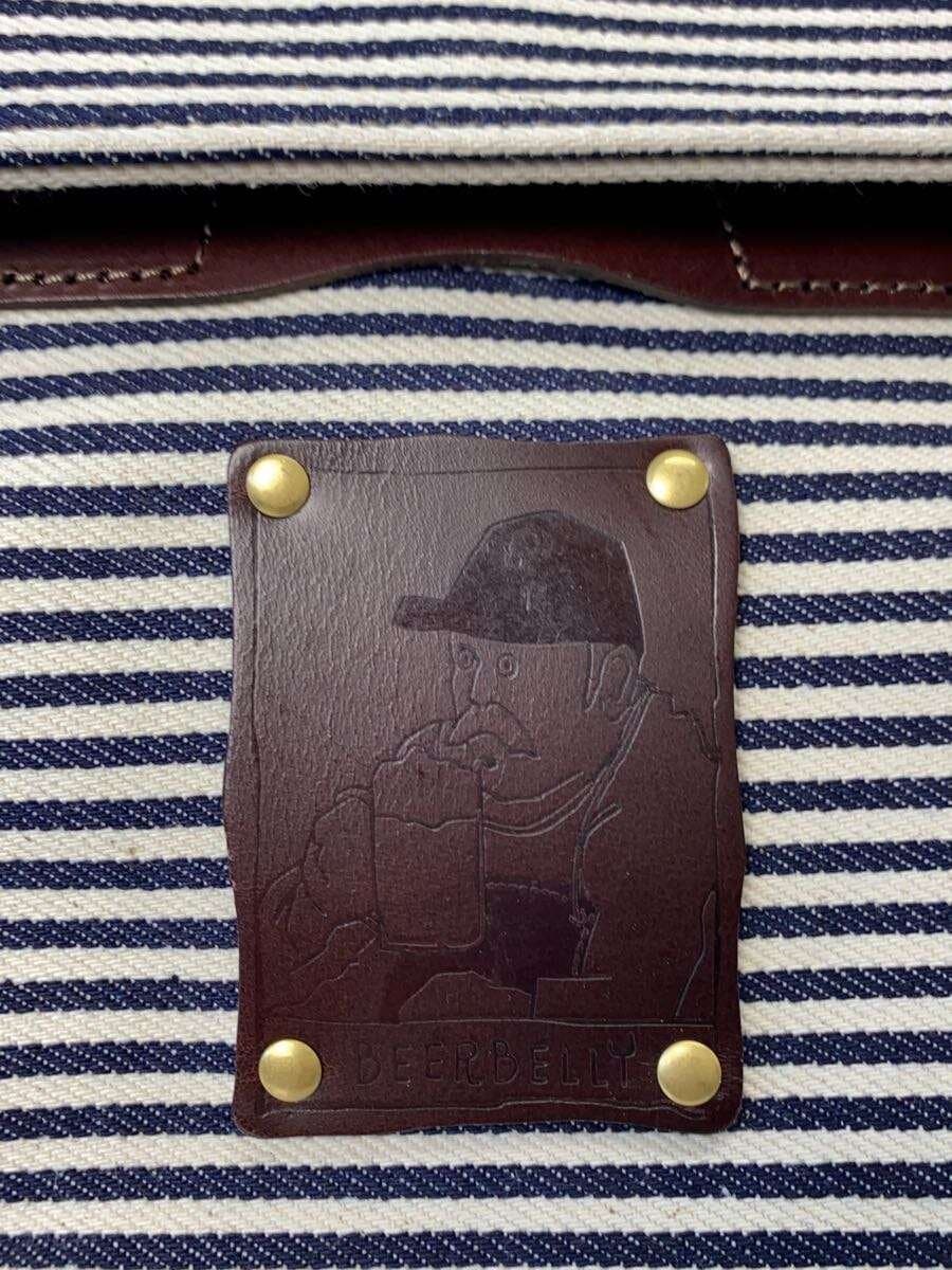 BEER BELLY Shoulder Bag Canvas BLK Border Stripe 5