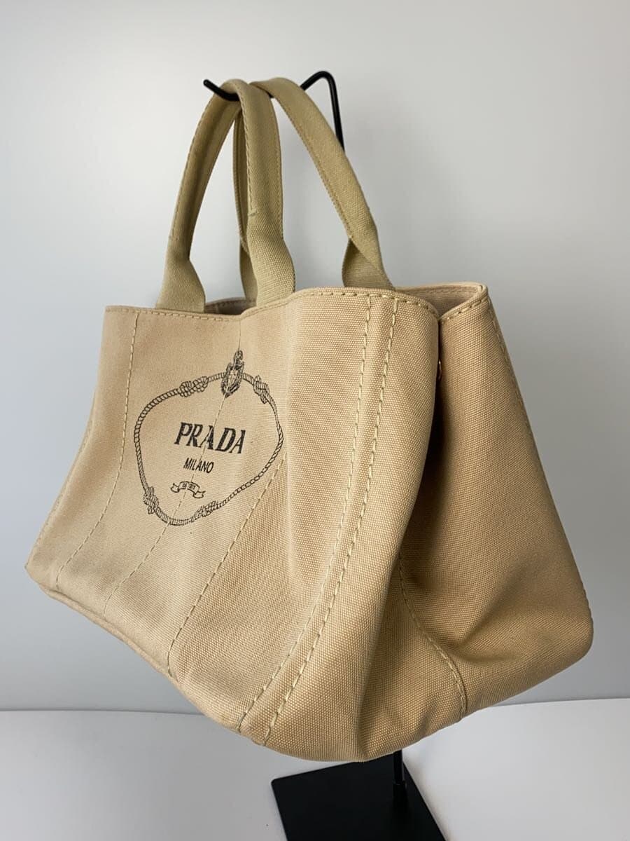 PRADA Shoulder Bag Canvas BEG 2