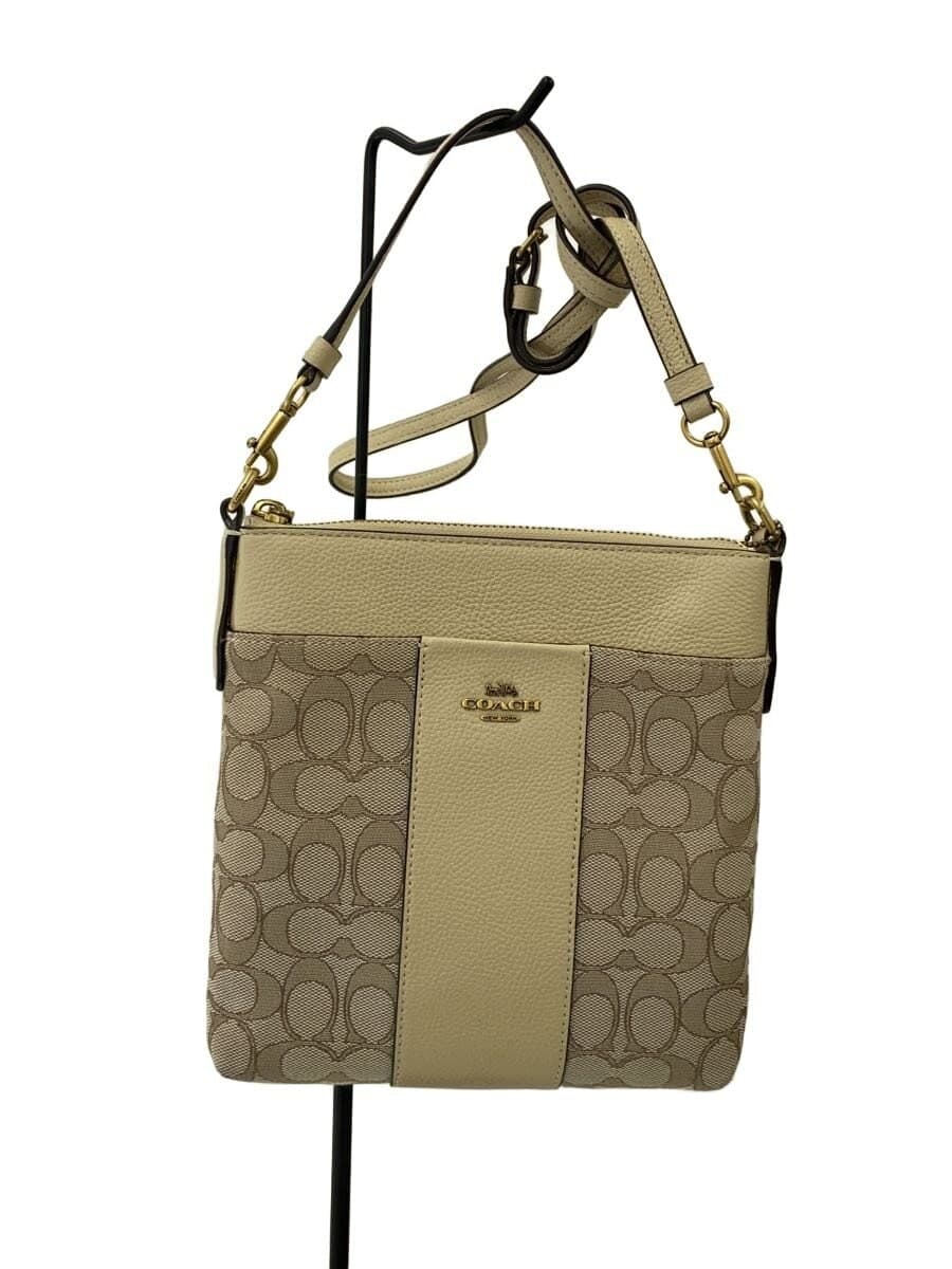 COACH Shoulder Bag Canvas BEG M2079-5475 Signature