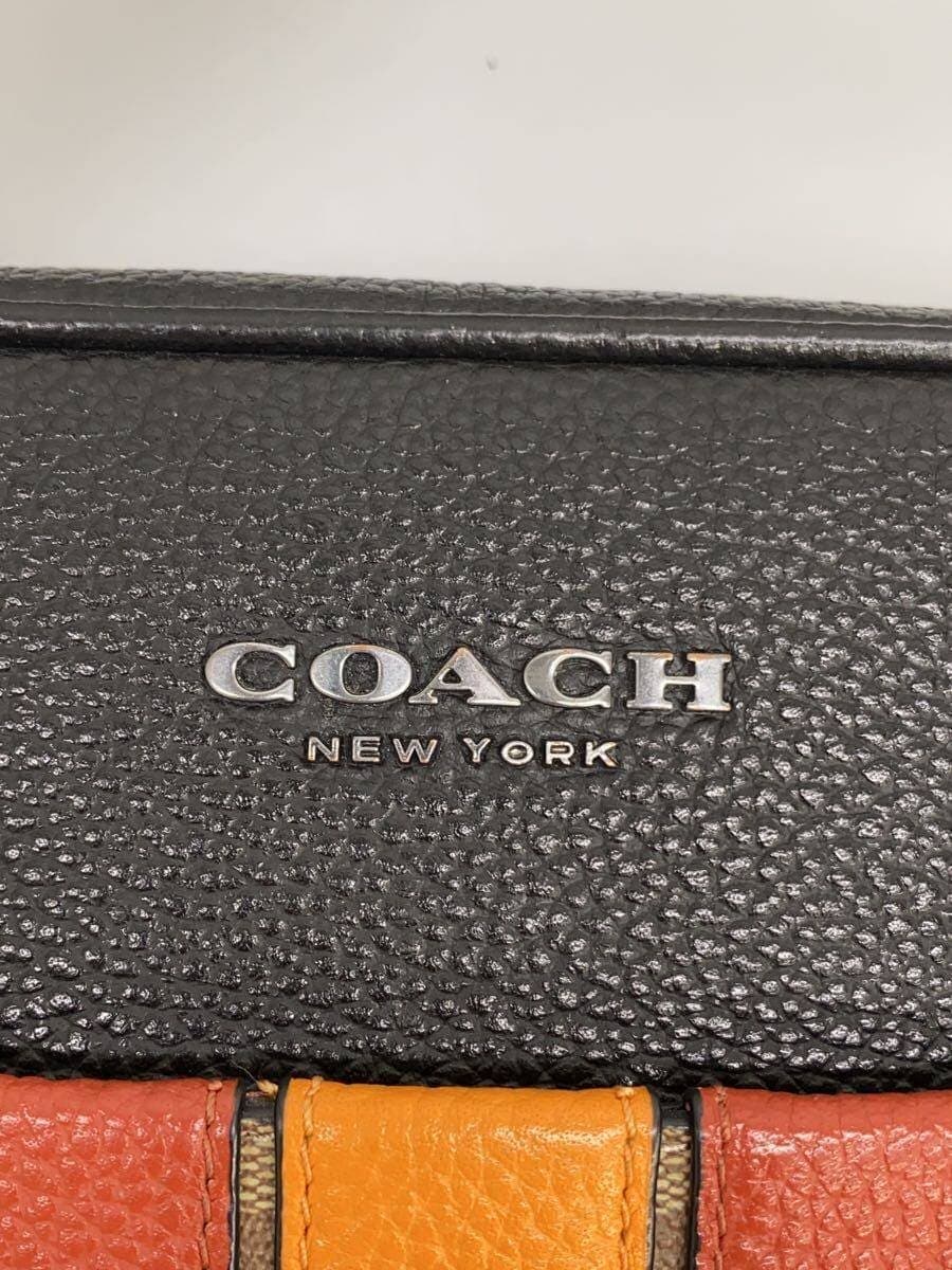 COACH Shoulder Bag Leather Black Monogram 5