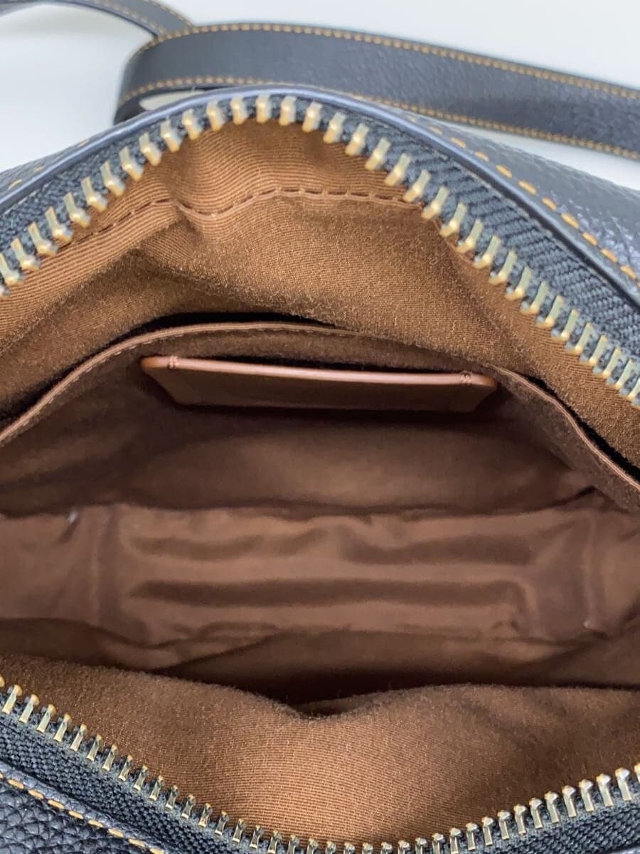 COACH Shoulder Bag Leather Black Monogram 6