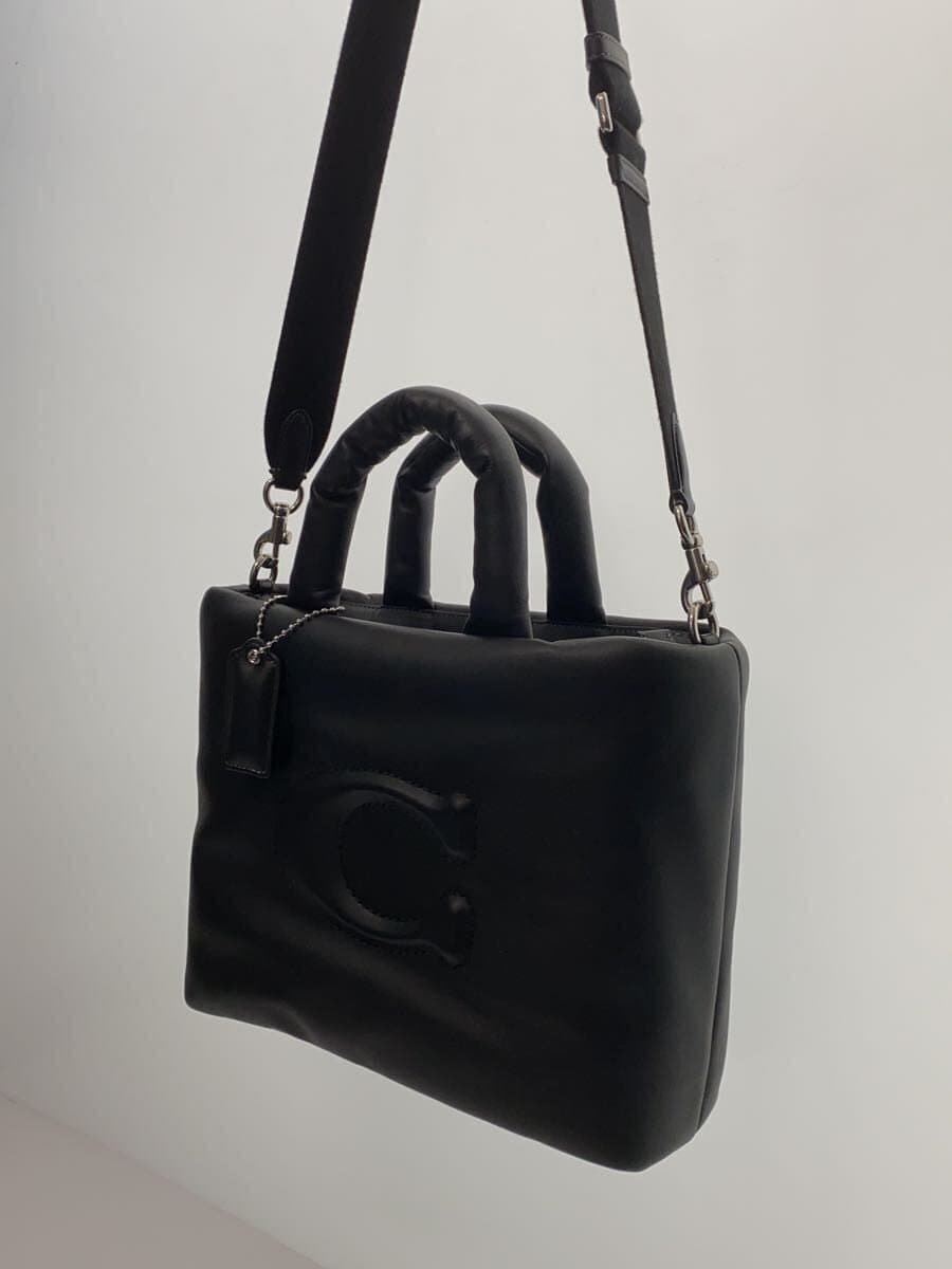 COACH Pillow Tote Bag Leather Black 2