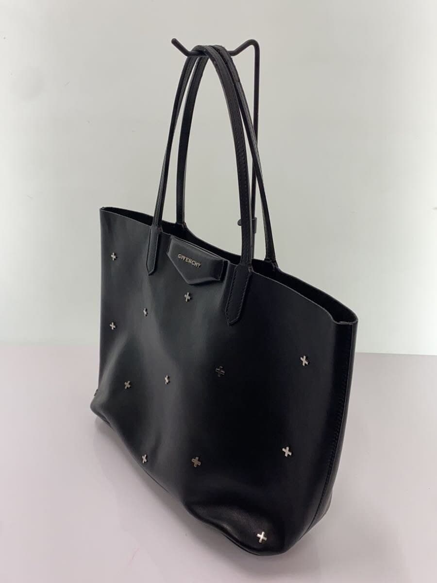 GIVENCHY Pouch Cross Studs Logo Hardware Tote Bag Leather BLK 2