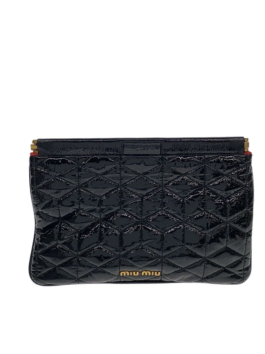 MIU MIUMIU MIU Miu Miu Pouch Enamel Black Clutch