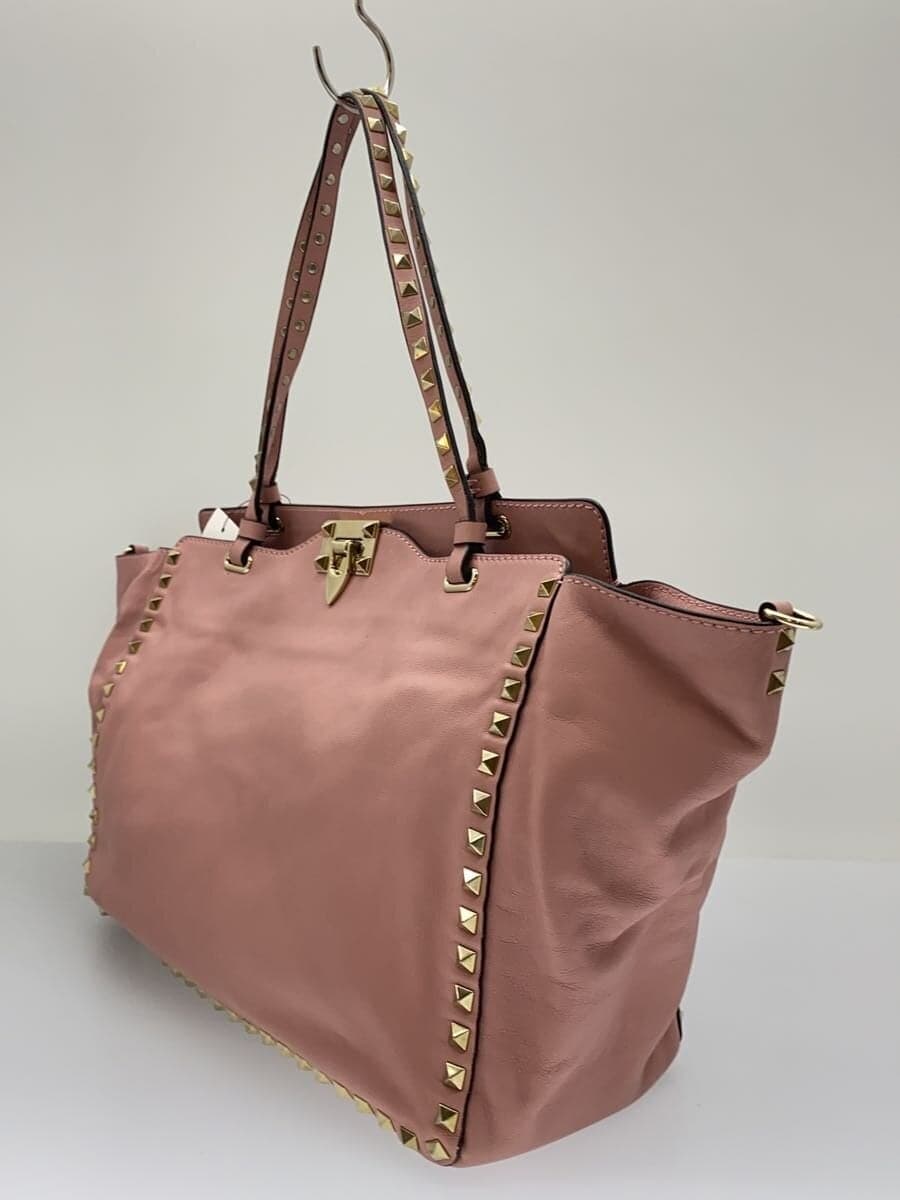 VALENTINO Rockstud Tote Bag Leather Pink 2