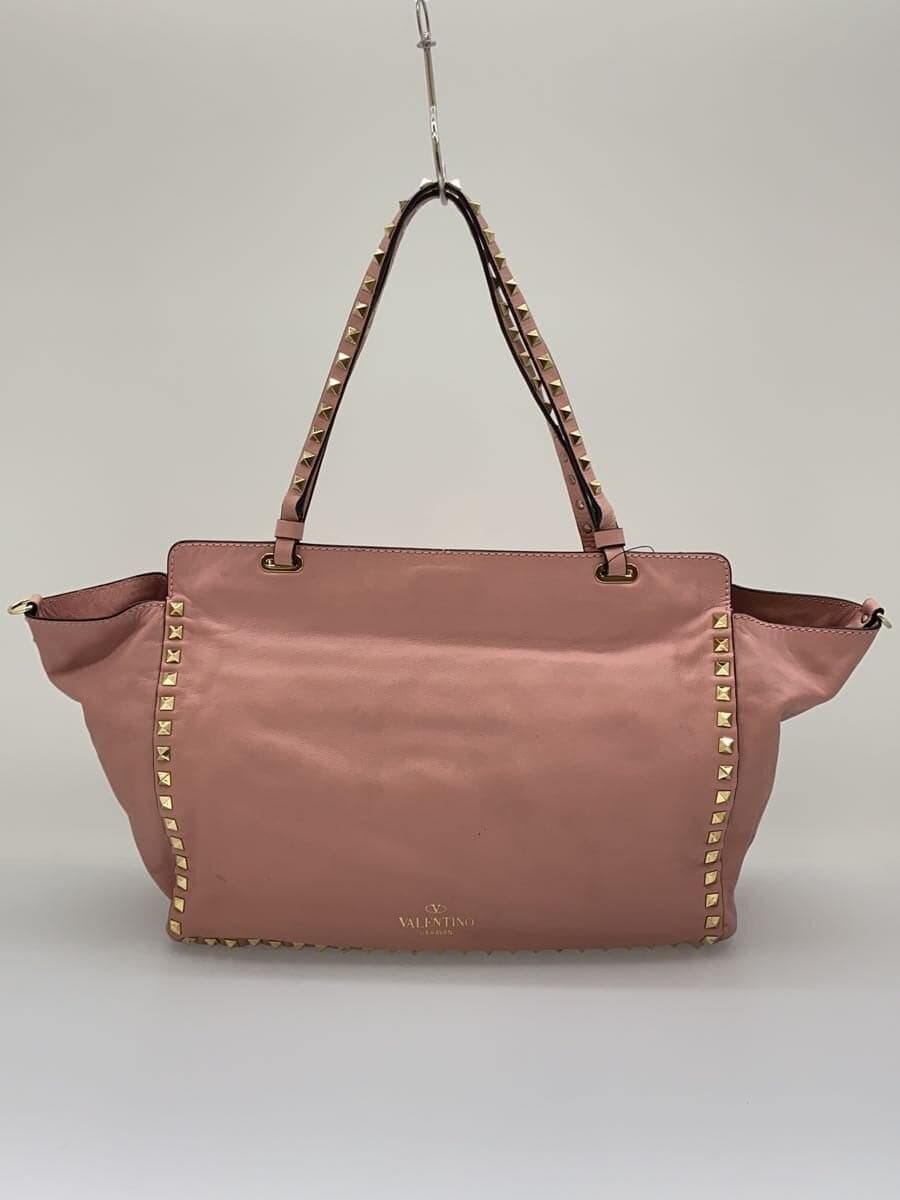 VALENTINO Rockstud Tote Bag Leather Pink 3