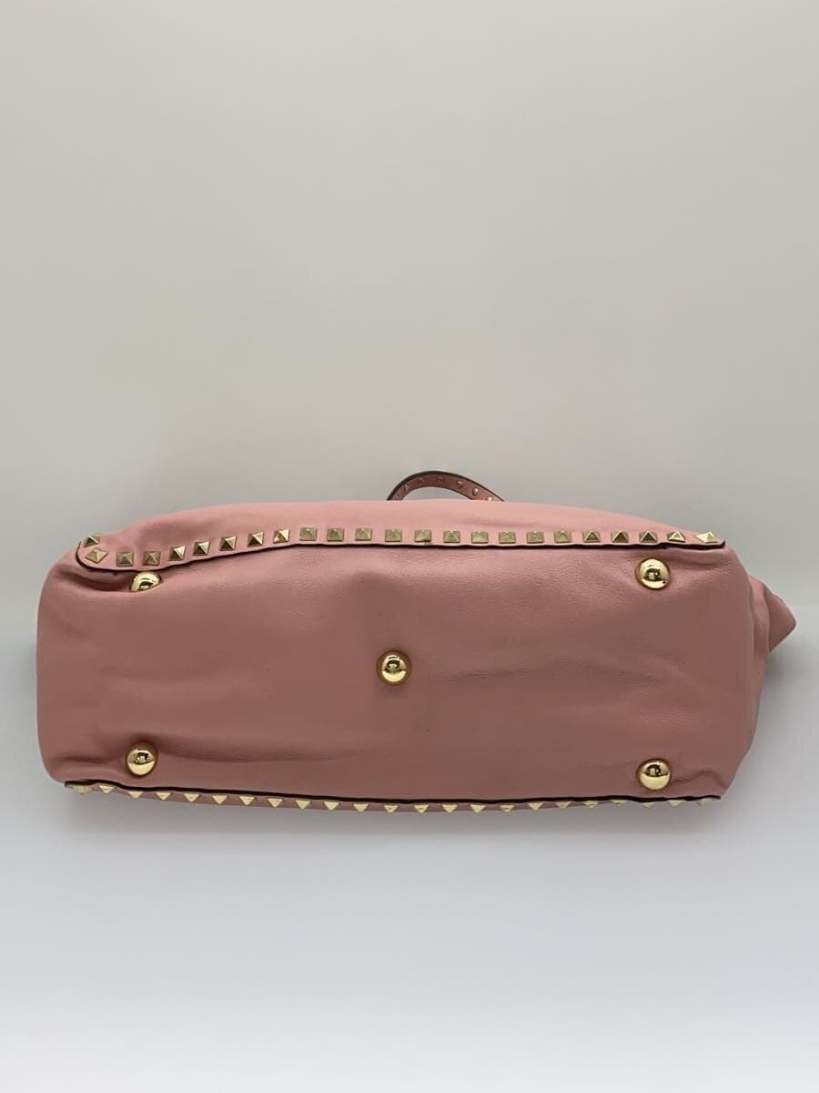 VALENTINO Rockstud Tote Bag Leather Pink 4