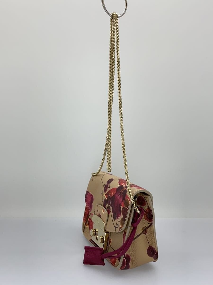 FURLA Shoulder Bag Leather BEG Floral Print 007554560 2