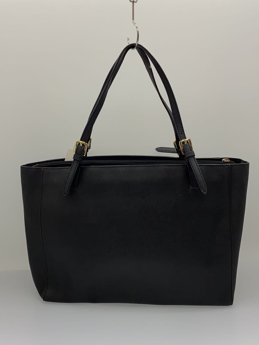 TORY BURCH Tote Bag Leather Black Solid Color 3