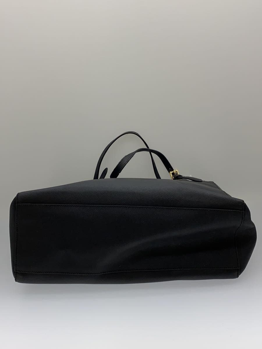 TORY BURCH Tote Bag Leather Black Solid Color 4