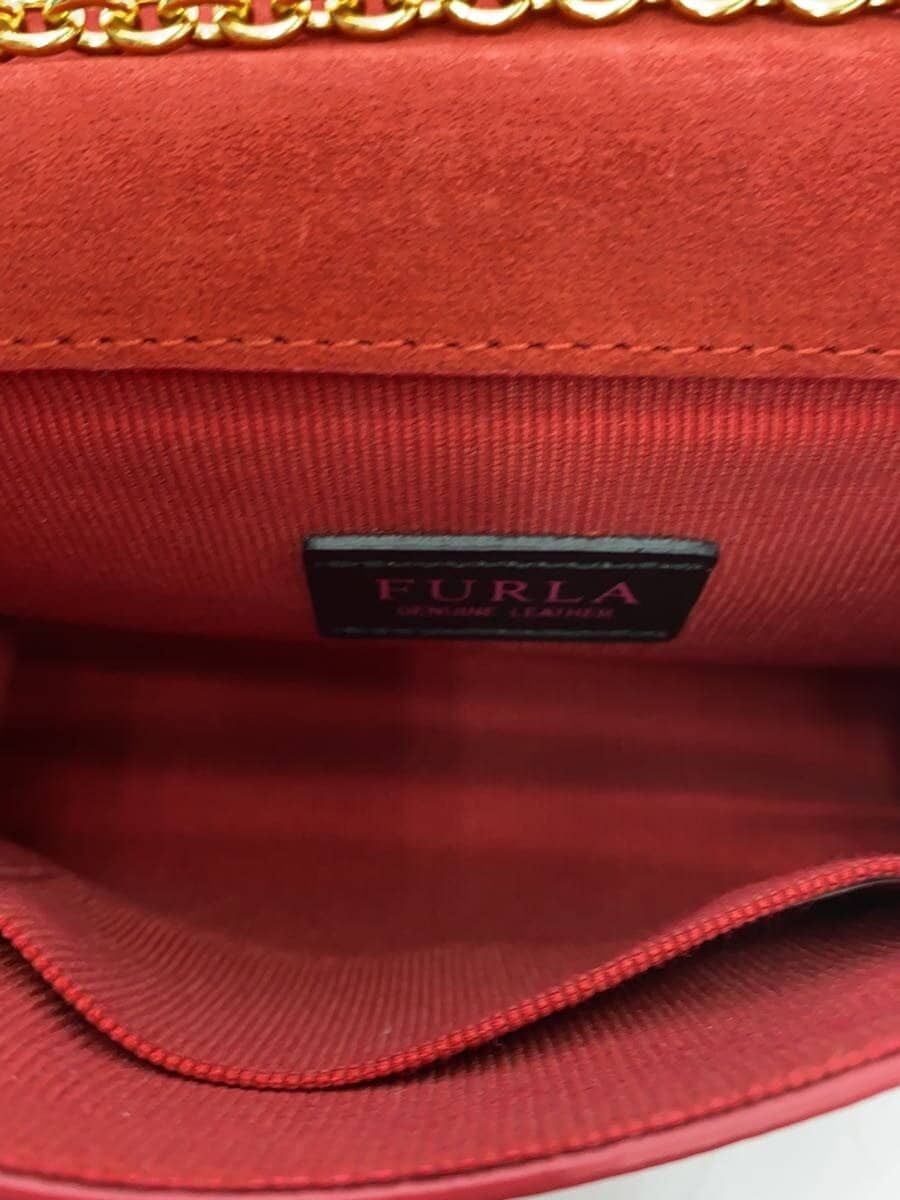 FURLA Shoulder Bag Leather RED Solid 6