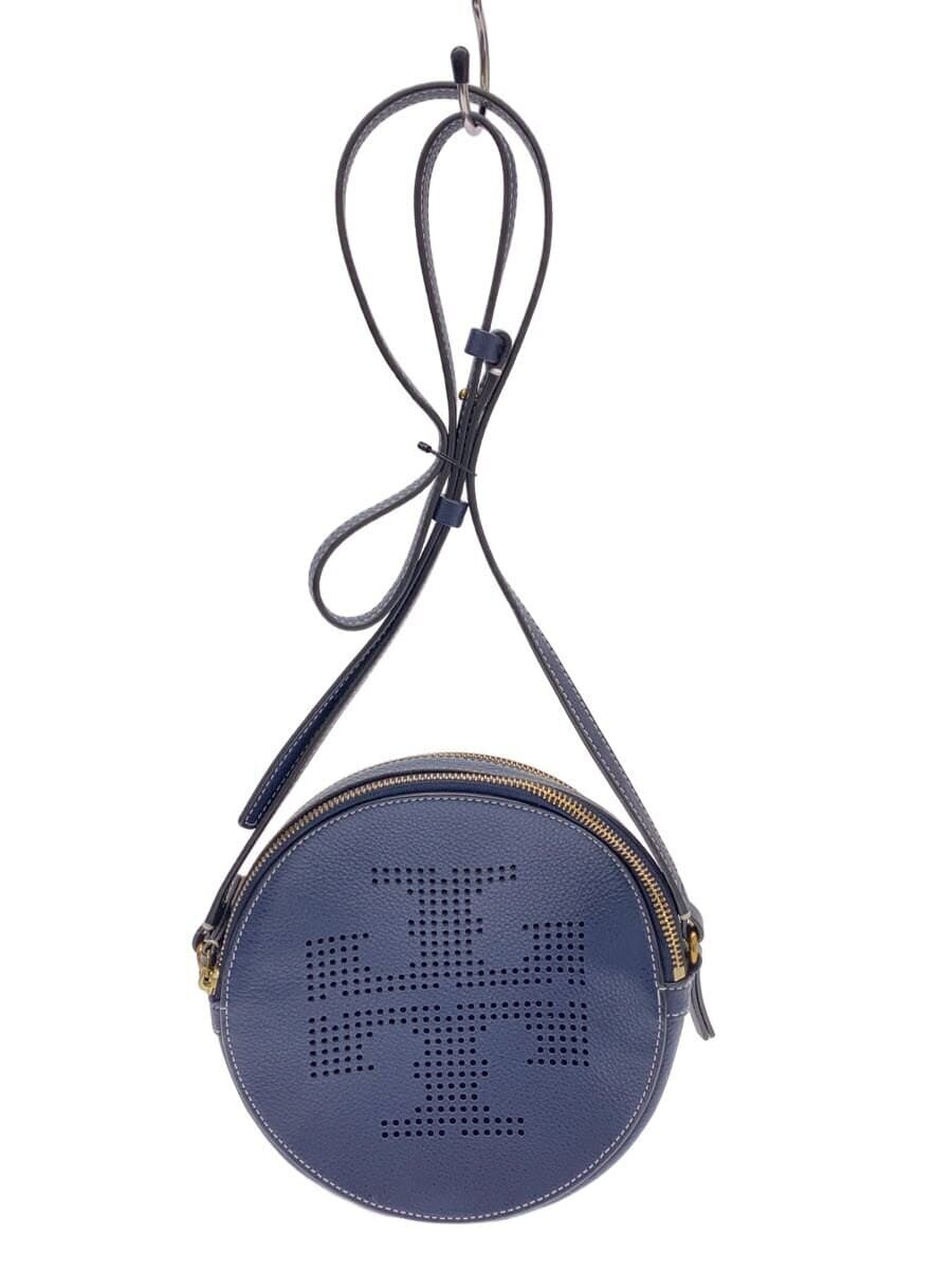 TORY BURCHPERFORATED LOGO CROSS BODY BAG Round Shoulder Bag Leather NVY