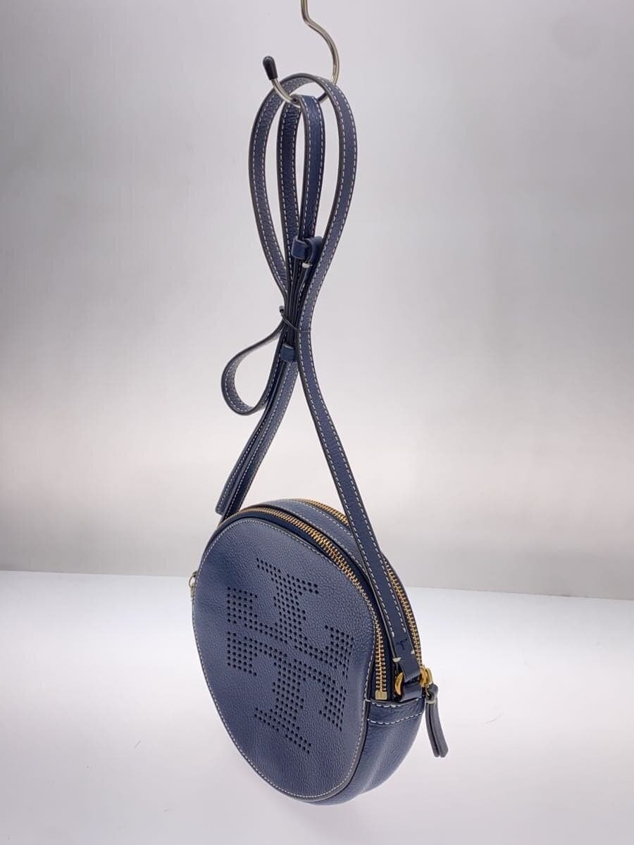 TORY BURCHPERFORATED LOGO CROSS BODY BAG Round Shoulder Bag Leather NVY 2