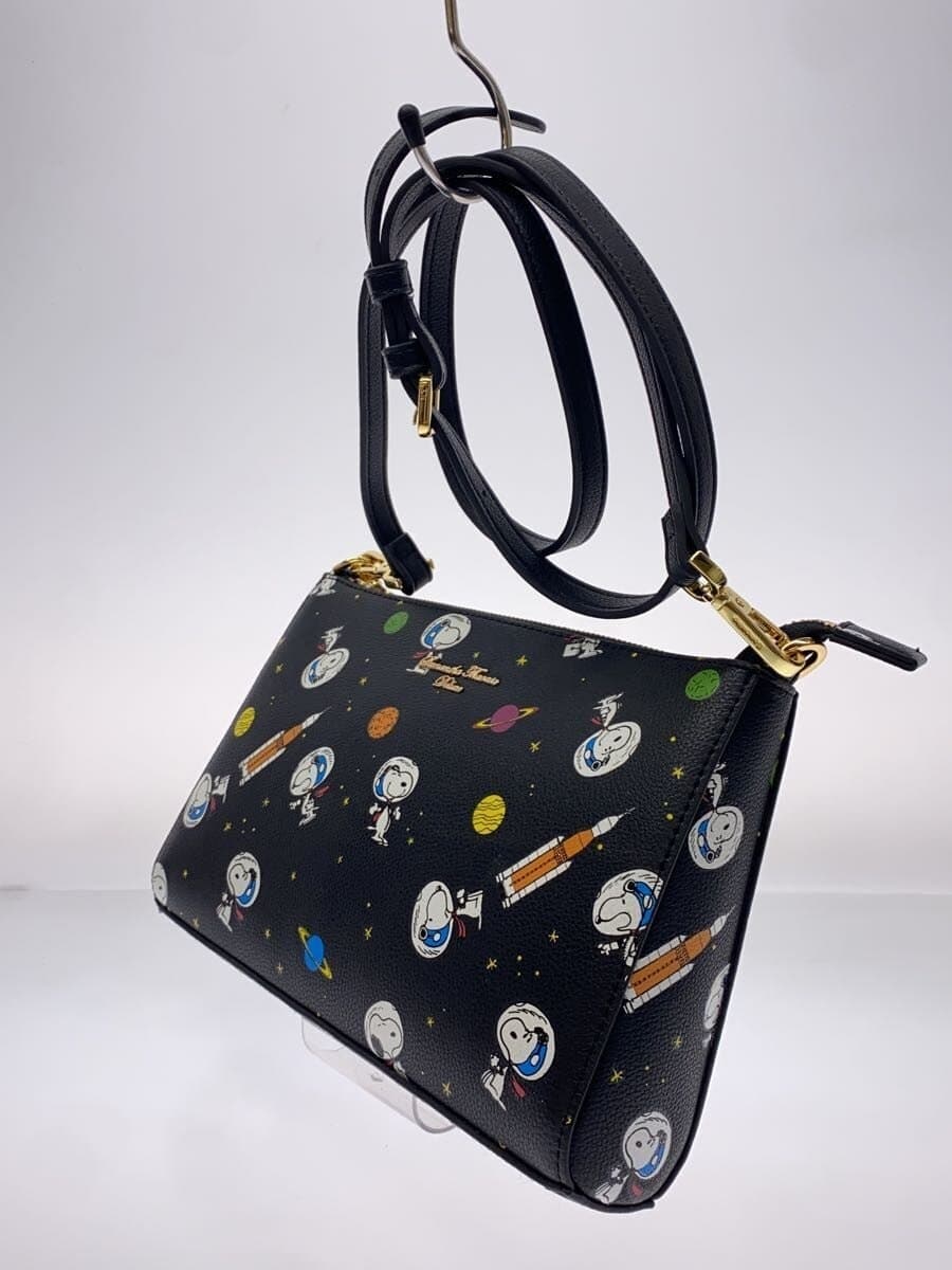 Samantha Thavasa x PEANUTS Snoopy Astronauts Shoulder Bag Leather BLK All Over Pattern 2