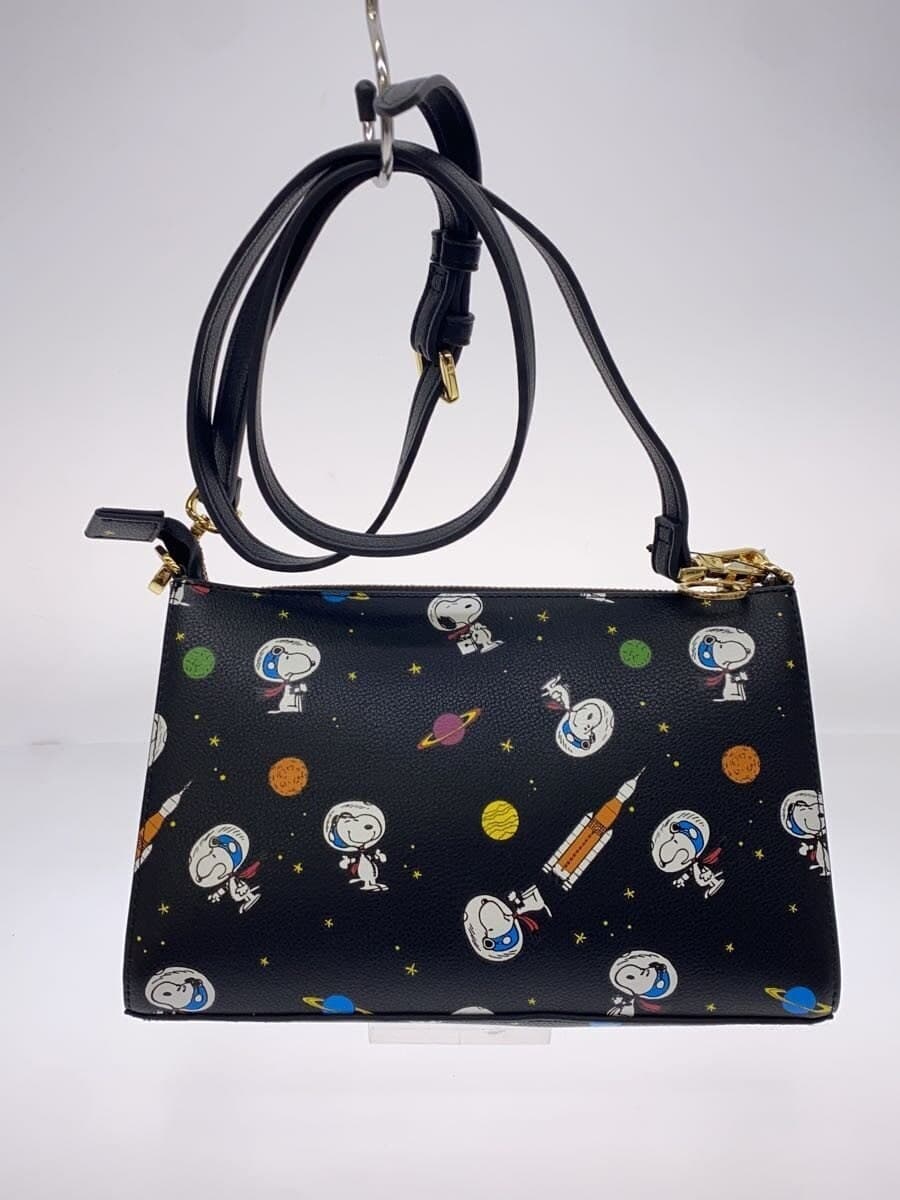 Samantha Thavasa x PEANUTS Snoopy Astronauts Shoulder Bag Leather BLK All Over Pattern 3