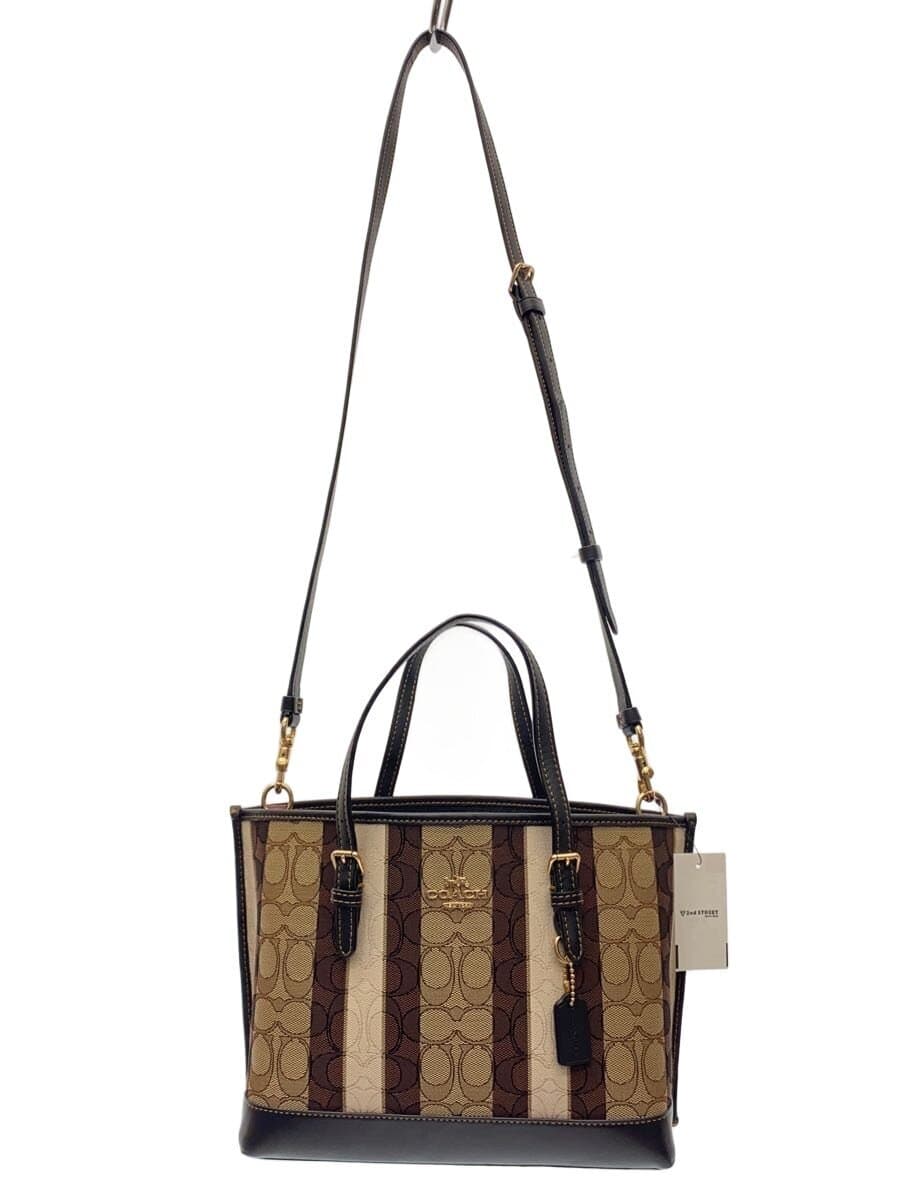COACH Molly Tote 25_Signature_Jacquard With Stripe Canvas BRW All Over Pattern