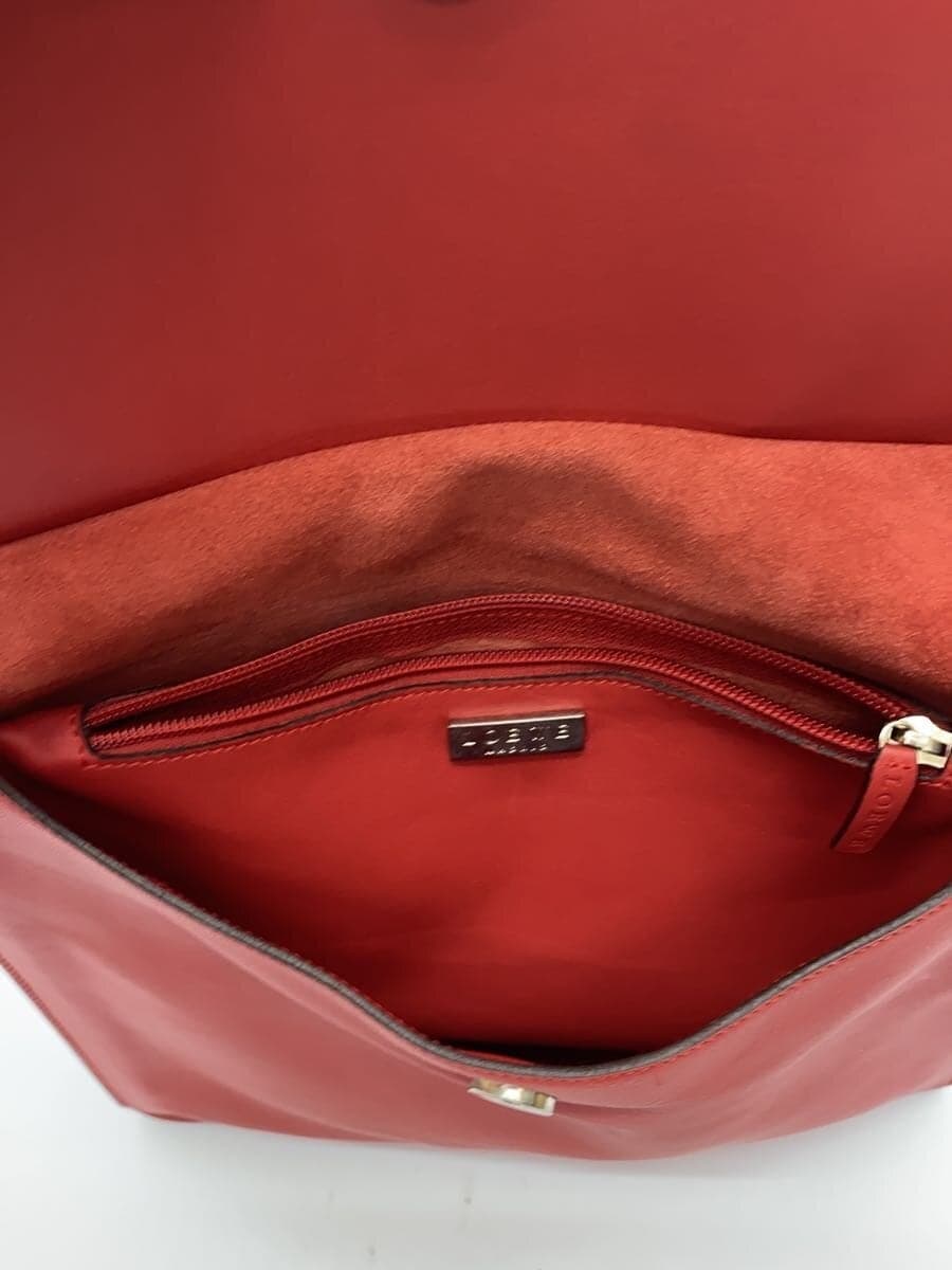 LOEWE shoulder bag leather red solid color 6