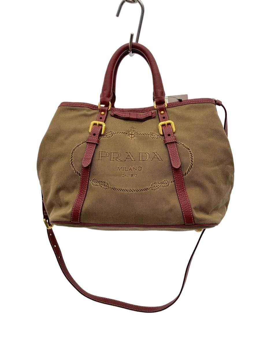 PRADALOGO JACQUARD Tote Bag Canvas Beige BN1841