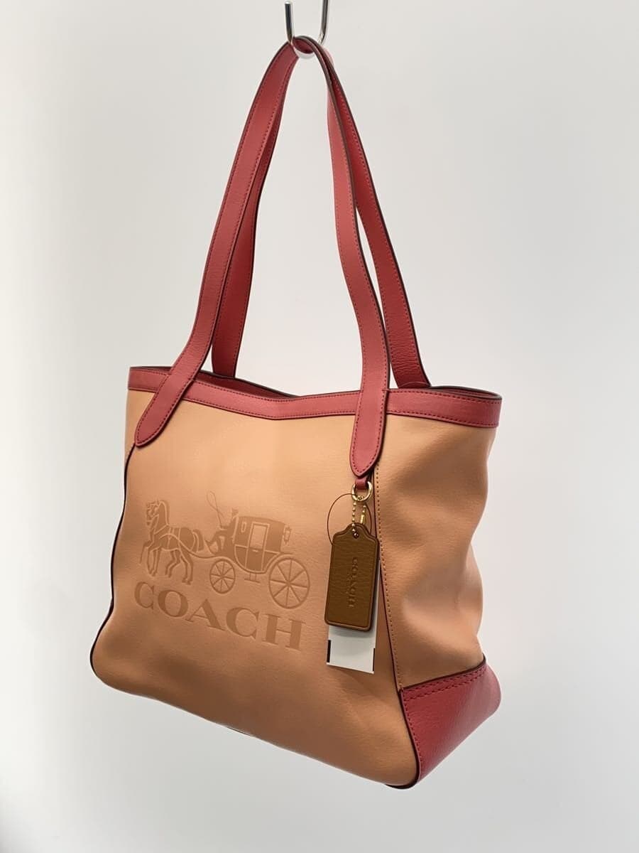 COACH Tote Bag_Color Block_With Horse and Carriage_Pink Leather Leather PNK 2