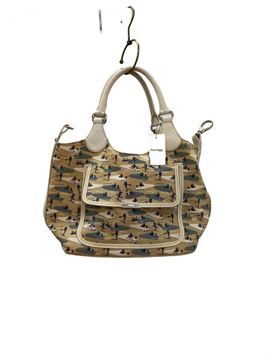 TOD’S Inside Leather Part With Stain Shoulder Bag Canvas Beige All Over Pattern