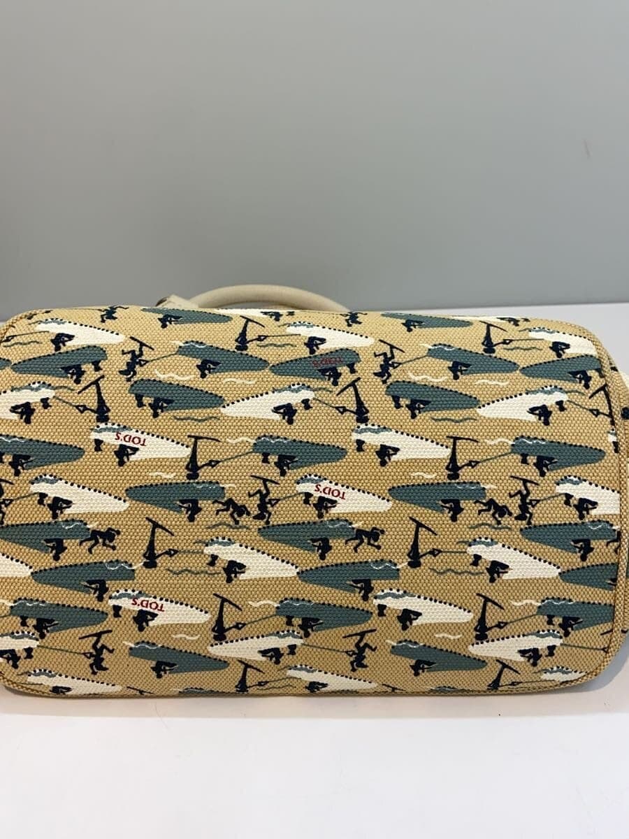 TOD’S Inside Leather Part With Stain Shoulder Bag Canvas Beige All Over Pattern 4