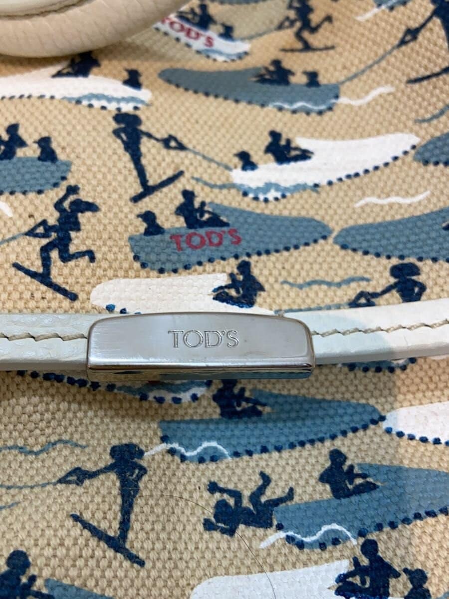 TOD’S Inside Leather Part With Stain Shoulder Bag Canvas Beige All Over Pattern 5