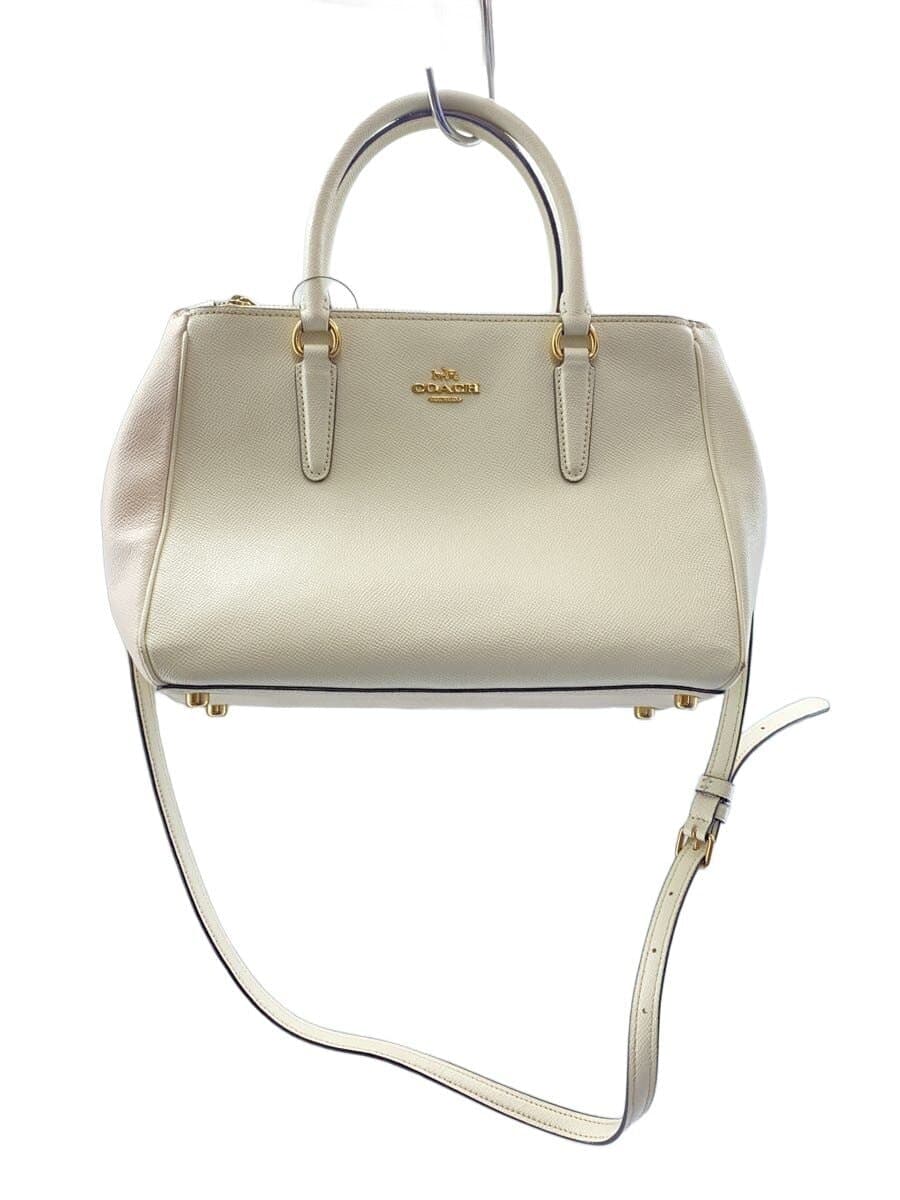 COACH Shoulder Bag Leather WHT Plain f44958