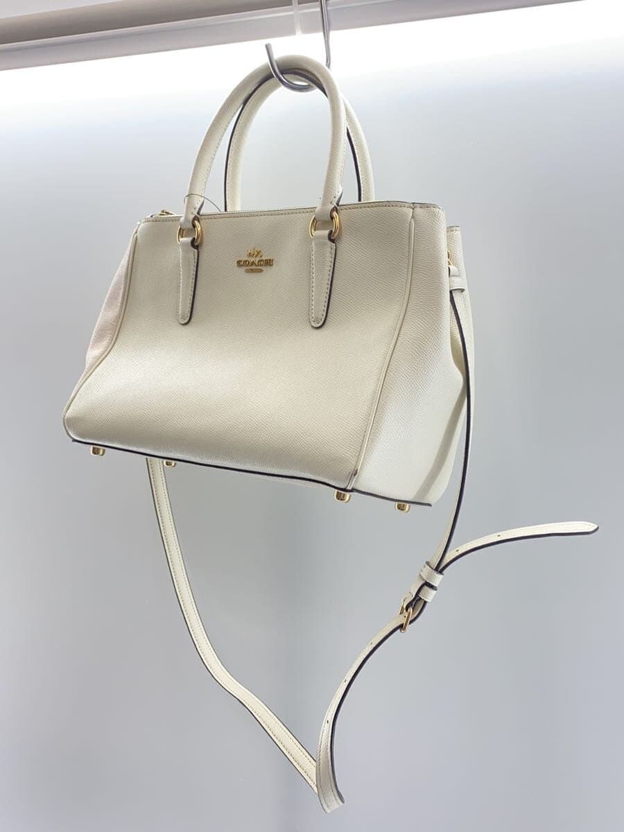 COACH Shoulder Bag Leather WHT Plain f44958 2