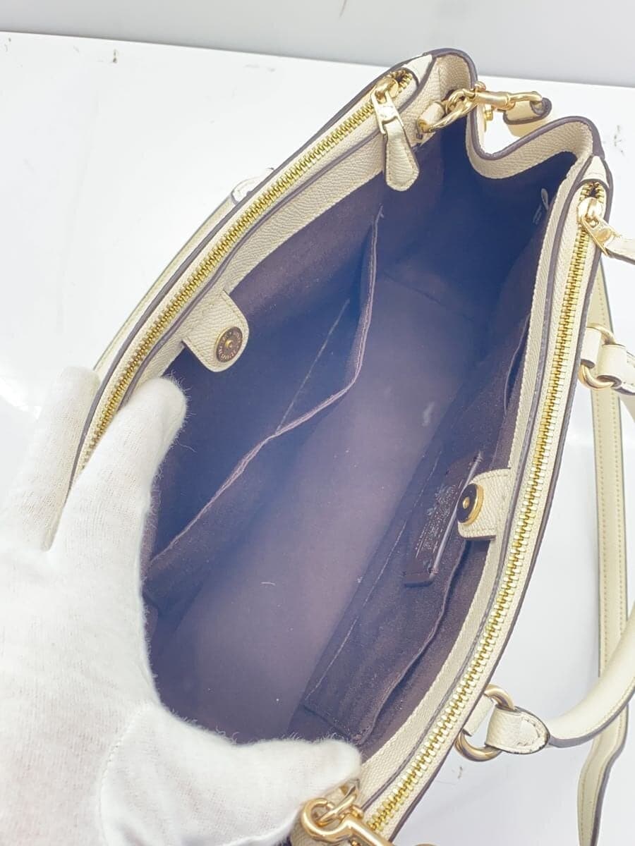 COACH Shoulder Bag Leather WHT Plain f44958 6