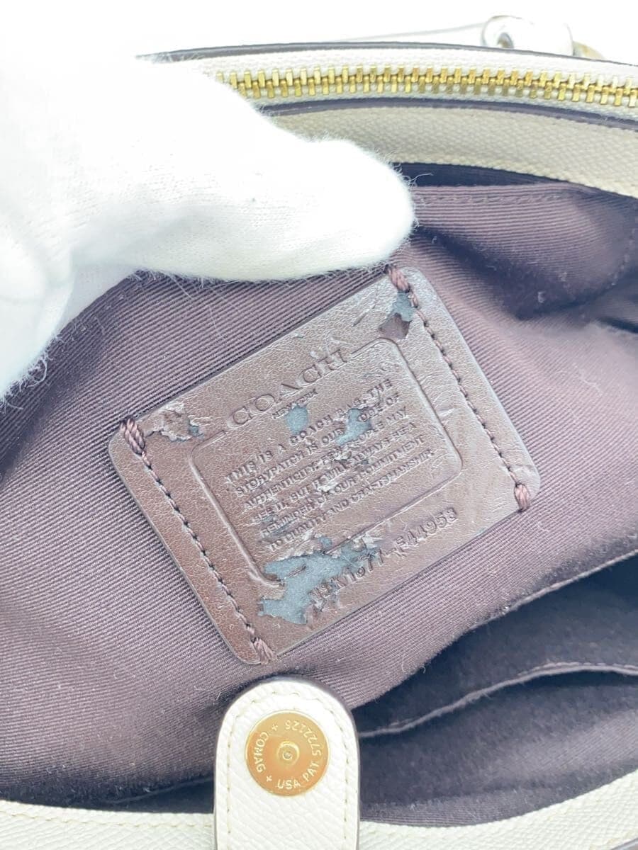 COACH Shoulder Bag Leather WHT Plain f44958 7