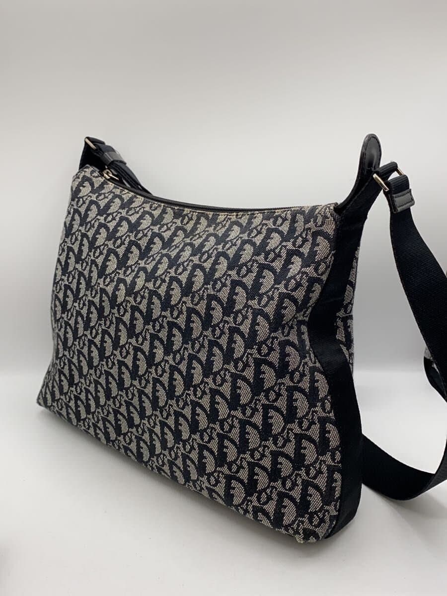 Christian Dior Trotter Shoulder Logo Shoulder Bag Canvas BLK All Over Pattern 2