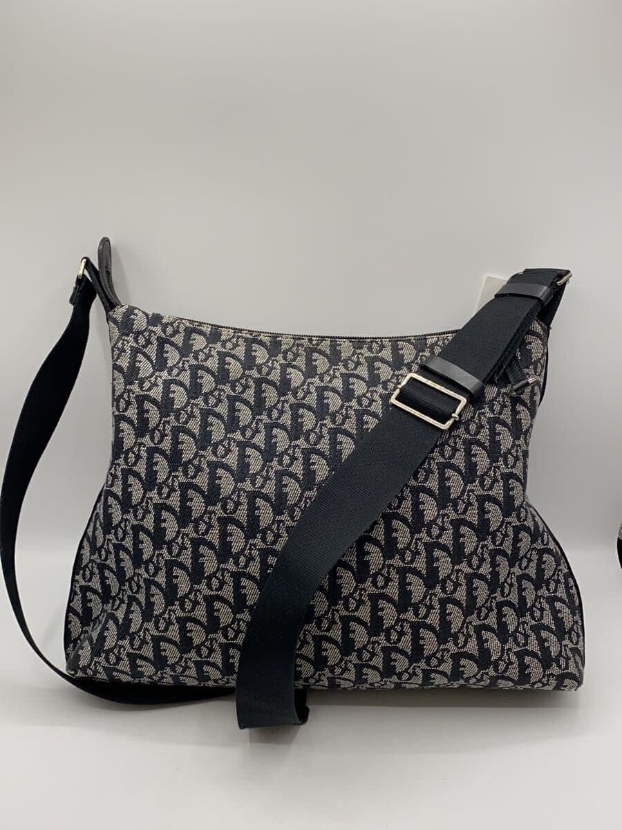 Christian Dior Trotter Shoulder Logo Shoulder Bag Canvas BLK All Over Pattern 3