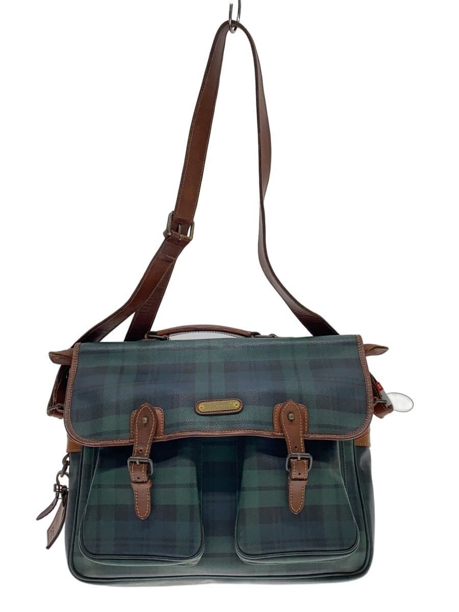 POLO RALPH LAUREN Black Watch Shoulder Bag Leather GRN Check