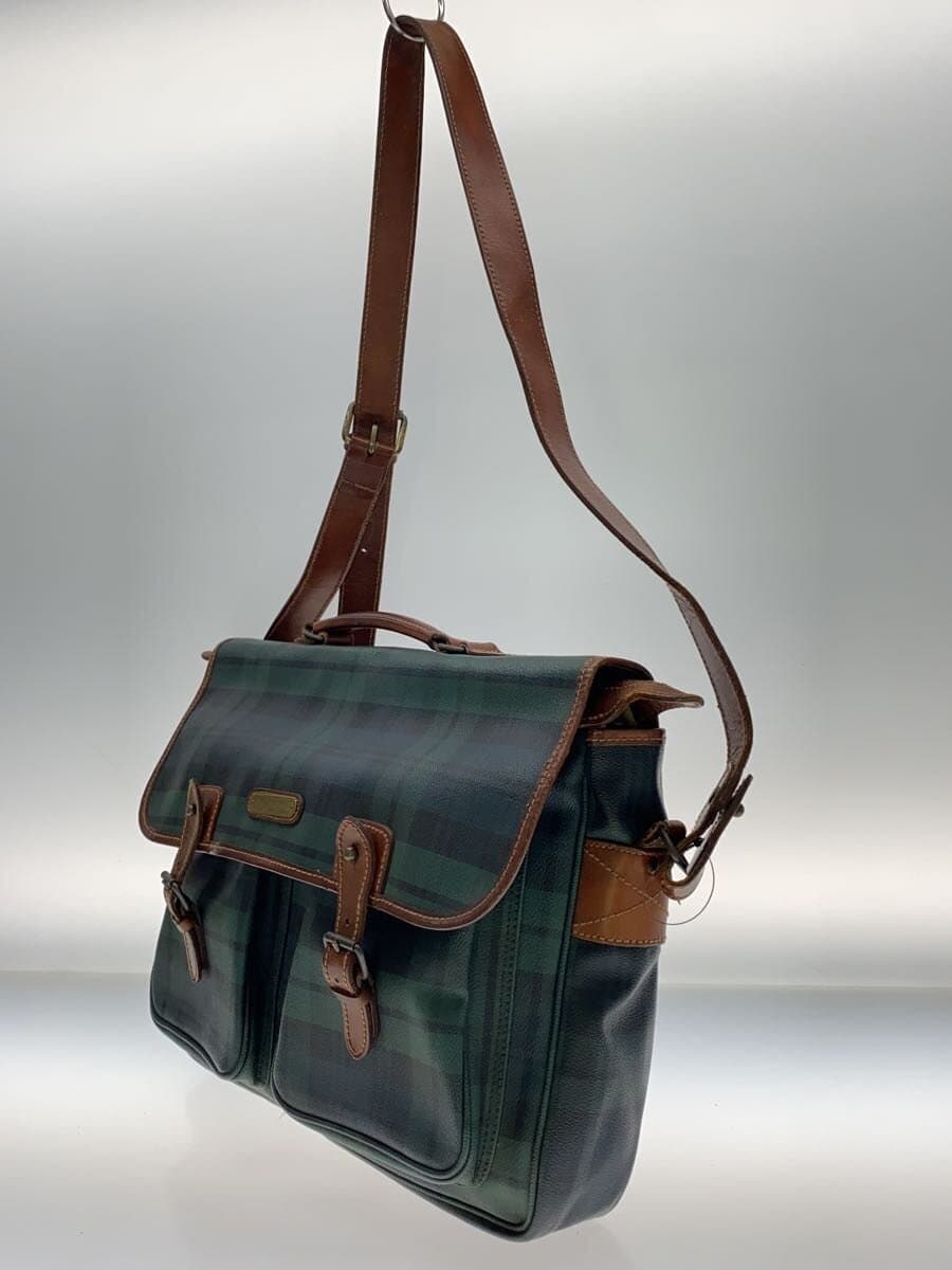 POLO RALPH LAUREN Black Watch Shoulder Bag Leather GRN Check 2