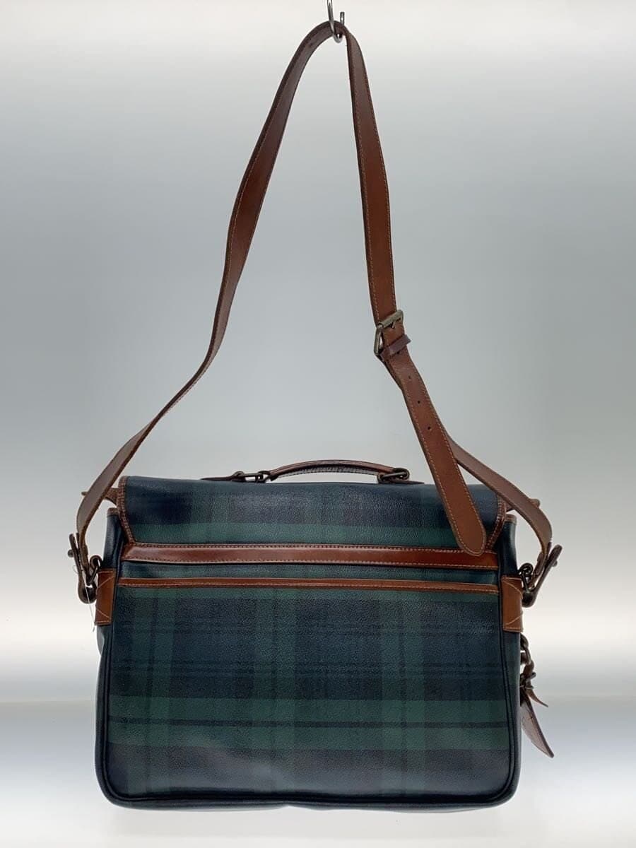 POLO RALPH LAUREN Black Watch Shoulder Bag Leather GRN Check 3