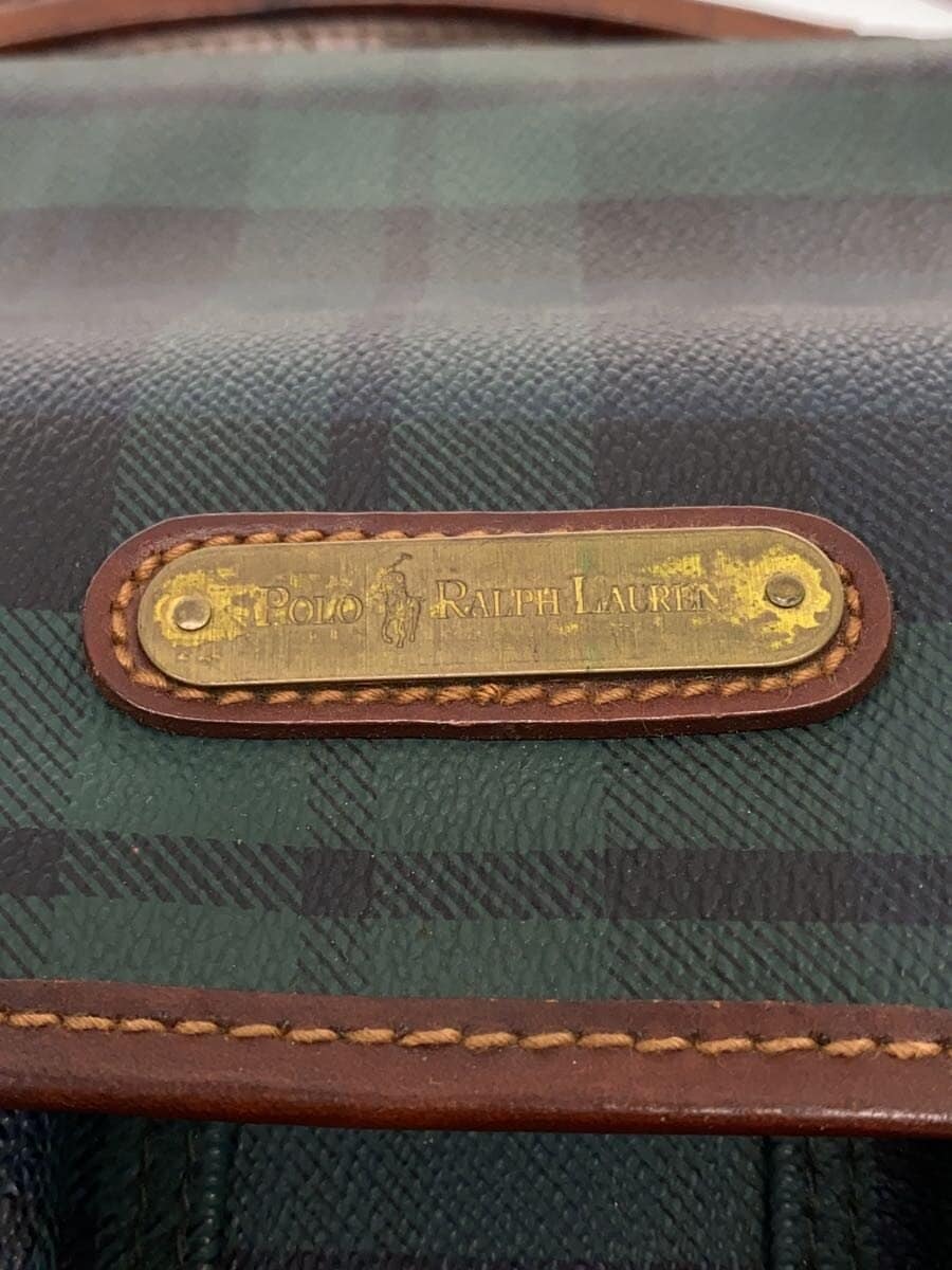 POLO RALPH LAUREN Black Watch Shoulder Bag Leather GRN Check 5