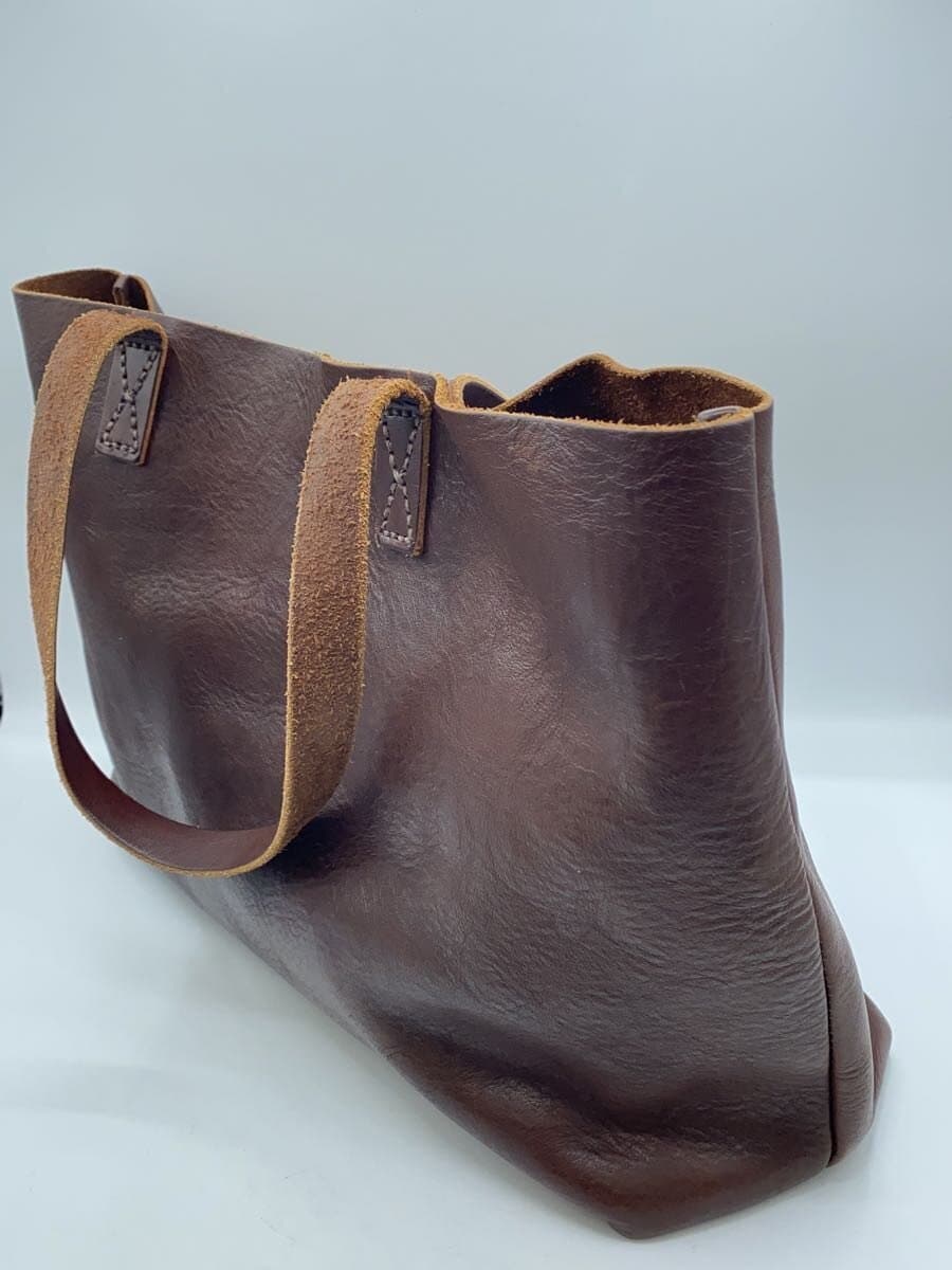 SLOWBONO Tote Bag Leather BRW Solid Corner Scuff 2