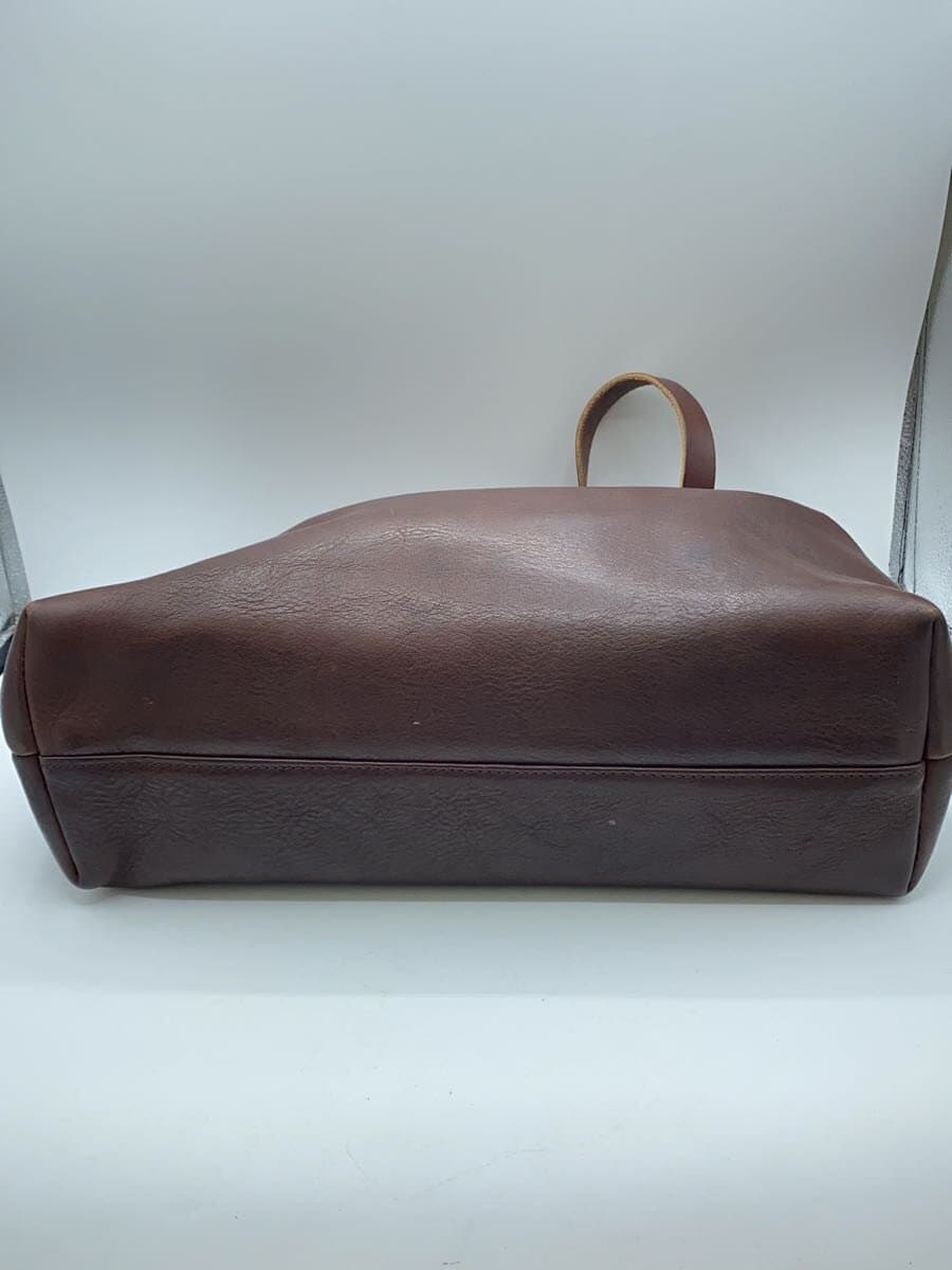 SLOWBONO Tote Bag Leather BRW Solid Corner Scuff 4