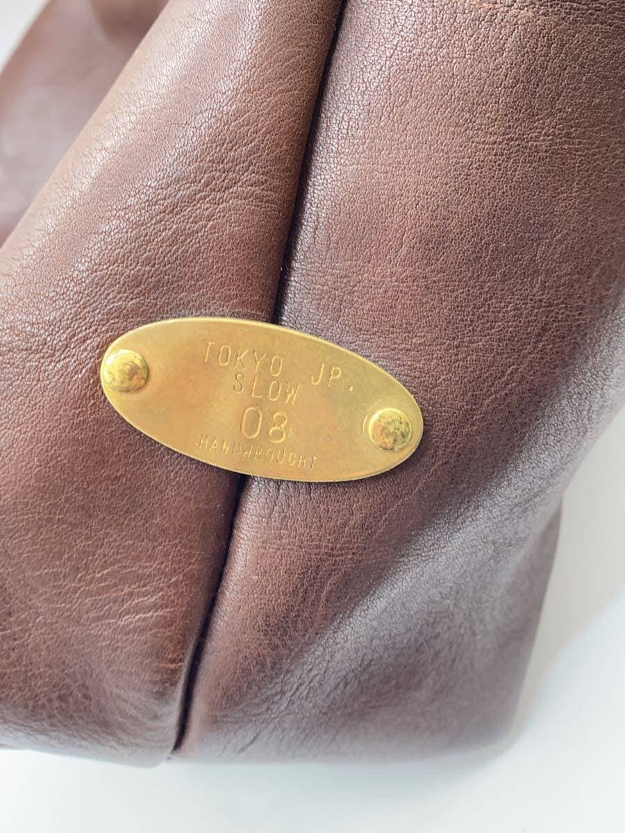 SLOWBONO Tote Bag Leather BRW Solid Corner Scuff 6