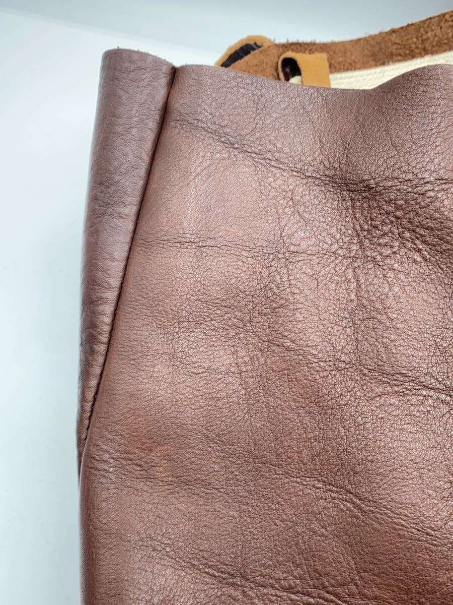 SLOWBONO Tote Bag Leather BRW Solid Corner Scuff 9