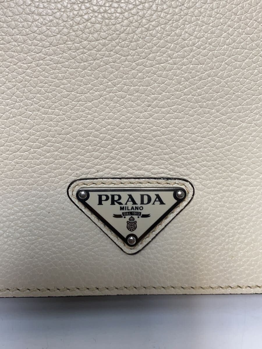 PRADA Second Bag Leather WHT 2VF001 5