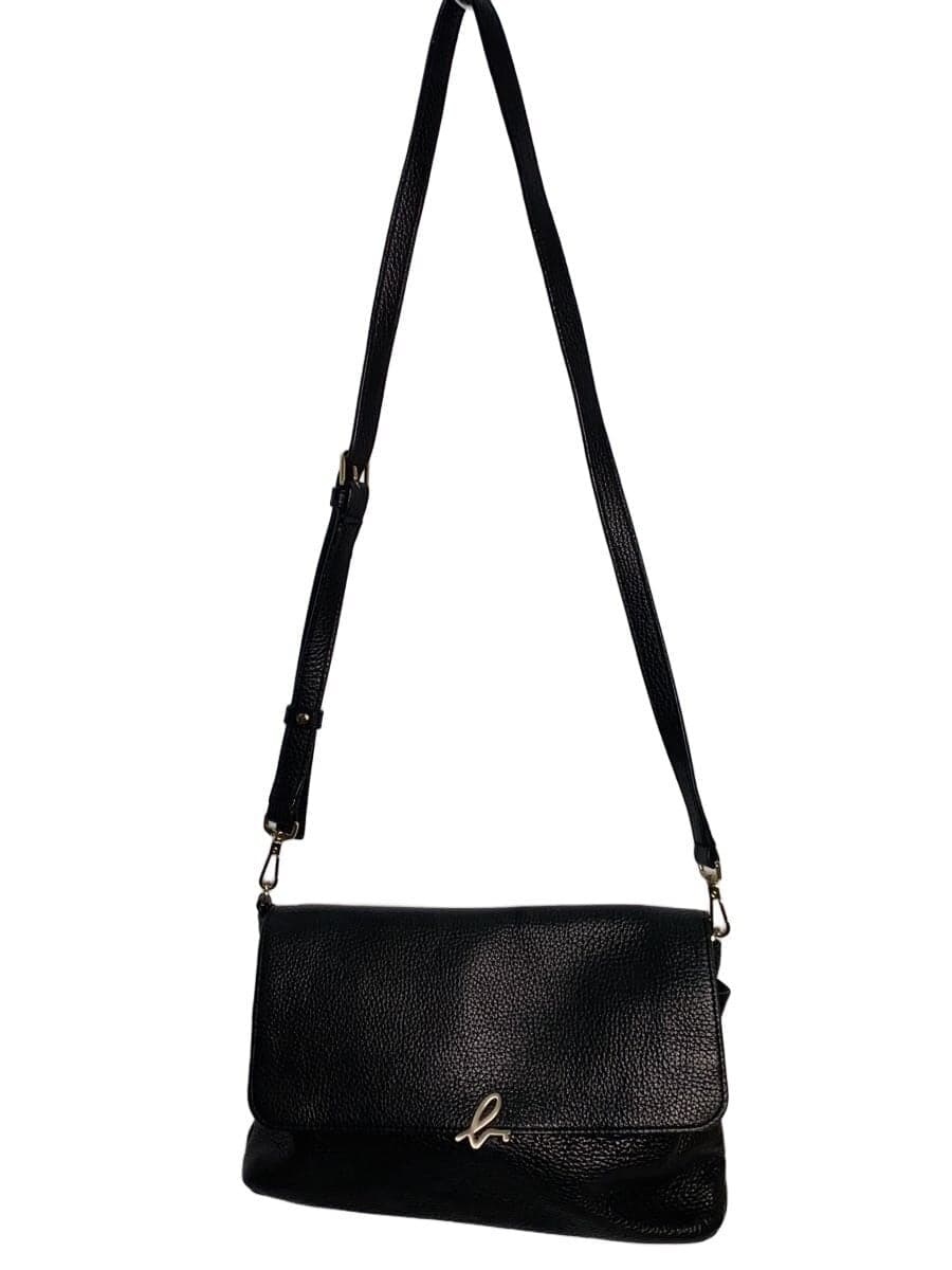 agnes b. Shoulder Bag Cowhide BLK IS12A-02