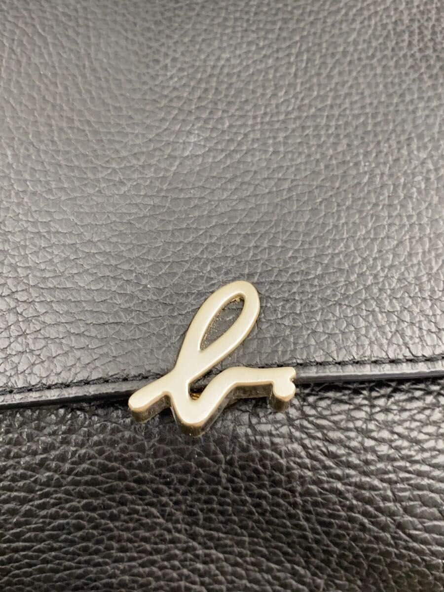 agnes b. Shoulder Bag Cowhide BLK IS12A-02 5