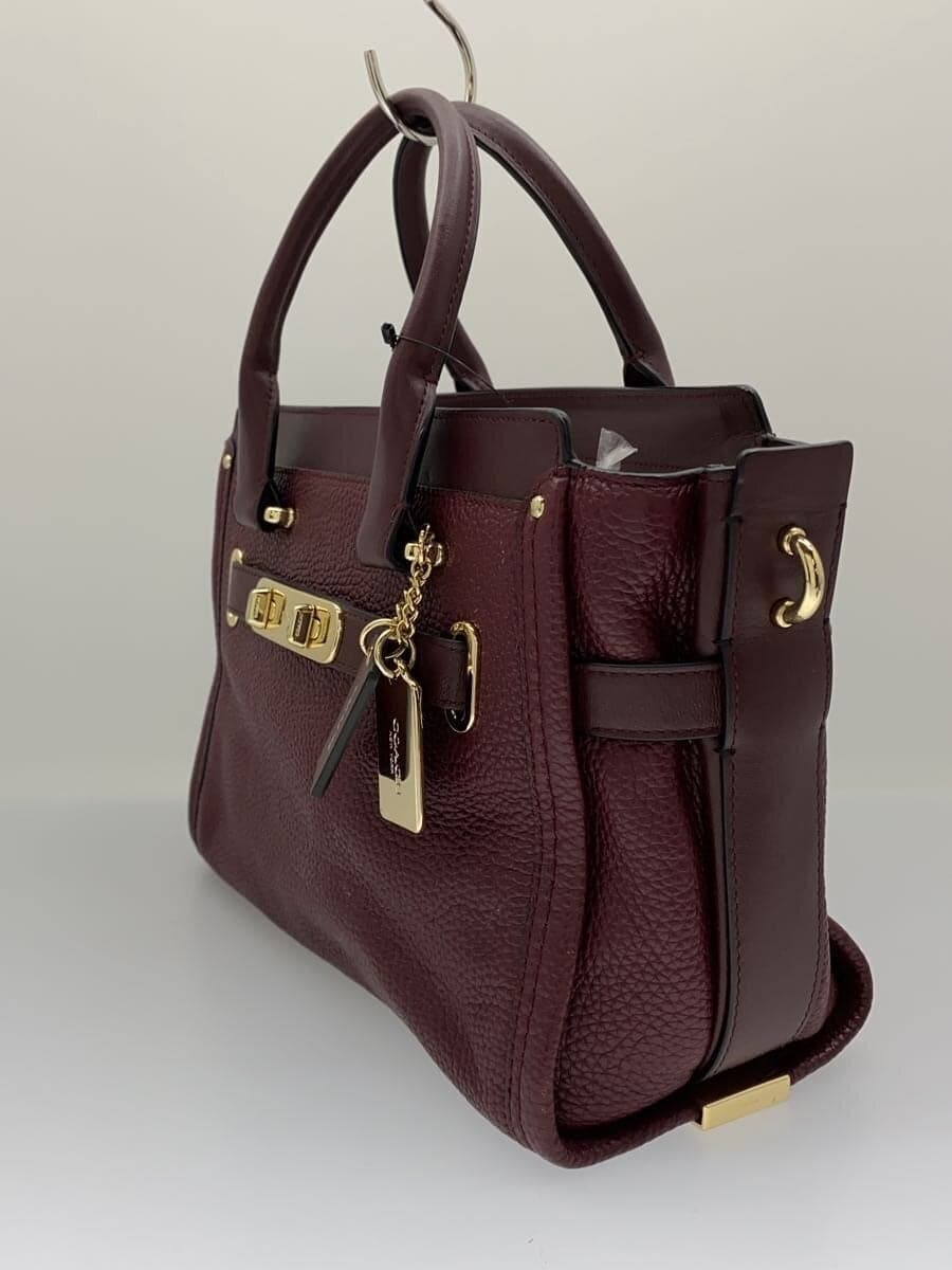COACH 2-Way Handbag Leather Bordeaux 2-Way Shoulder Bag F1680 2