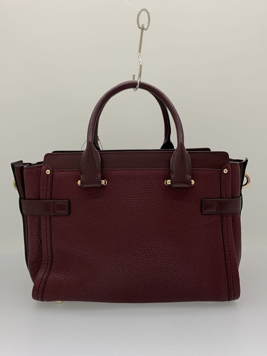 COACH 2-Way Handbag Leather Bordeaux 2-Way Shoulder Bag F1680 3